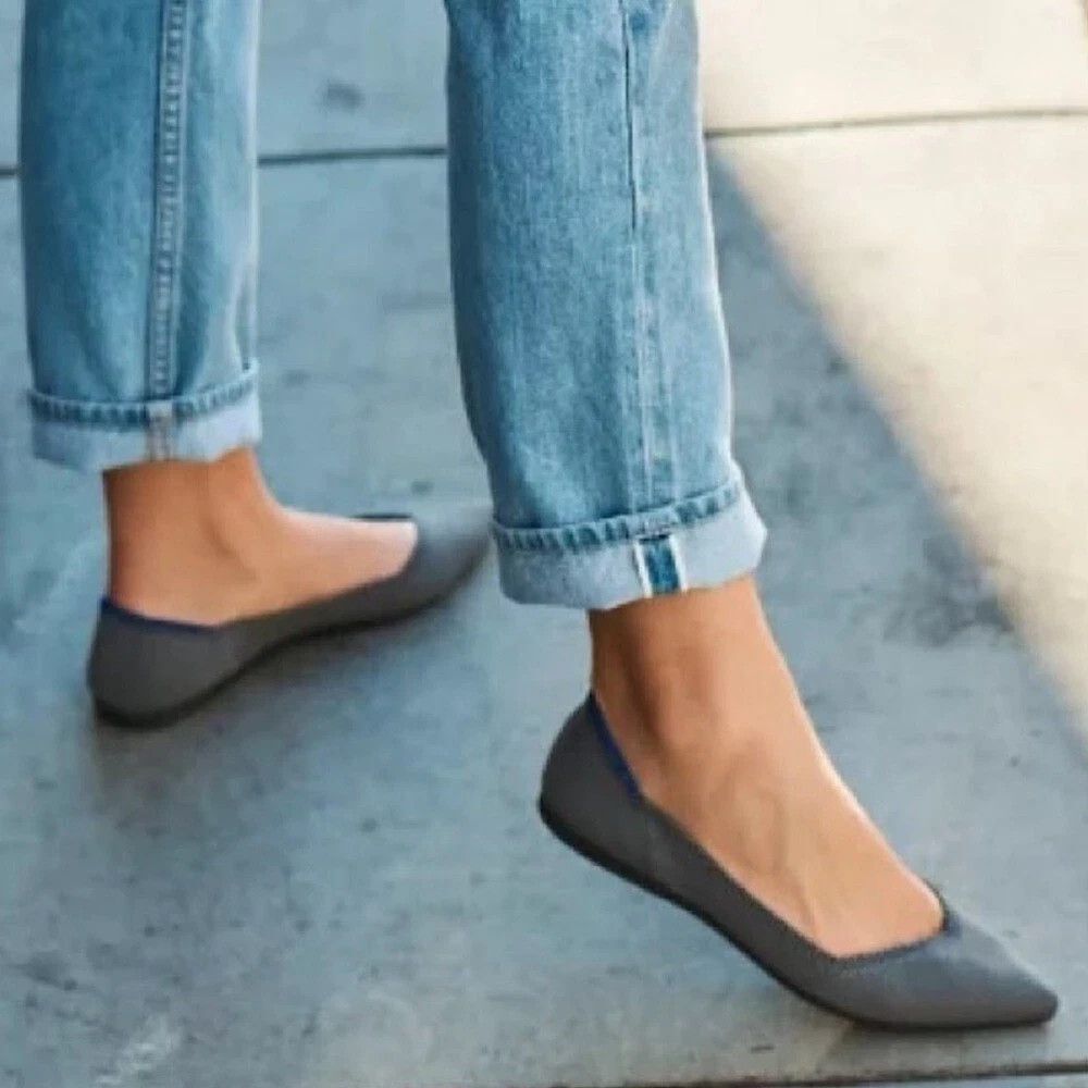 Rothy’s The Point Pointed Toe Flat Cloud Grey Birdseye 10 - Picture 3 of 7